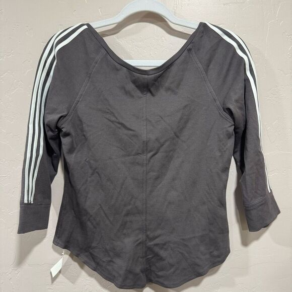 New with tags Charles Chang-Lima Grey Top with Stripe on Sleeve - Picture 4 of 8